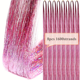 KissICON Dusty Rose 48 Inch Silvery Hair Tinsel Kit
