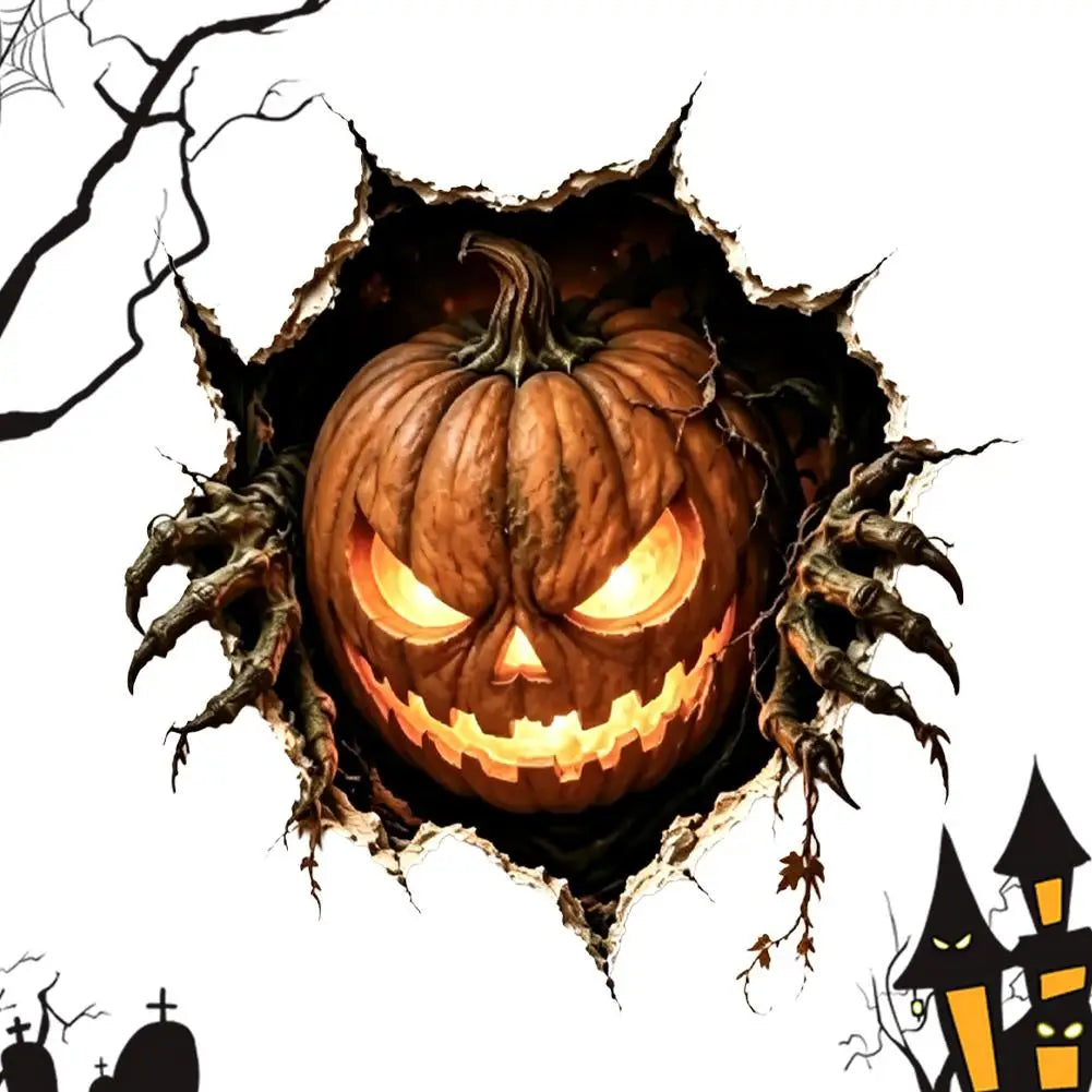 KissICON E Halloween Break in 3D Wall Decals - Spooky Themed 3D Wall Stickers for Home Decorations
