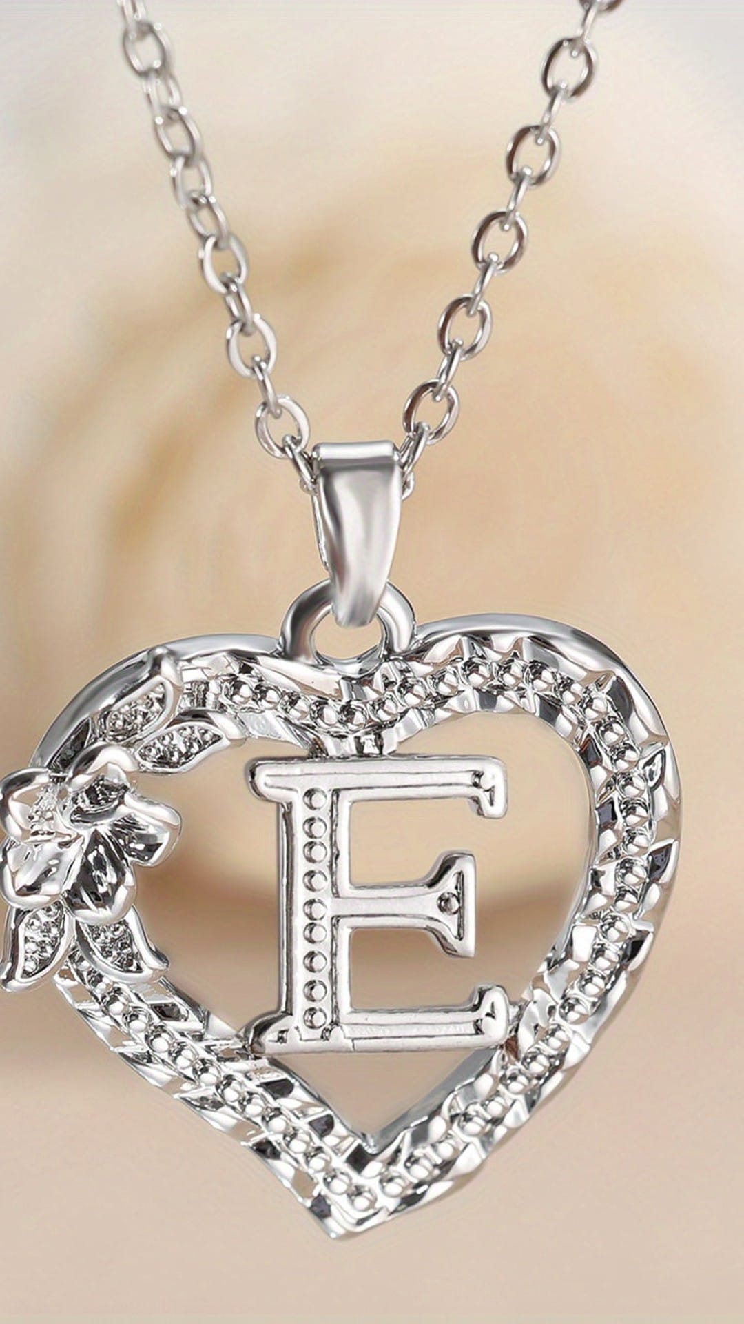 jkthpu-45 E KissIcon Elegant Initial Heart Necklace - CZ Birthstone