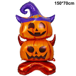 KissICON E / Other Halloween Party Decor Standing Inflatable Aluminum Foil Balloon Ghost Pumpkin Skull Haunted House Tombstone Skeleton Balloon