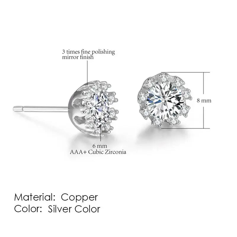 KissICON E022 Bling Crystal Druzy Stud Earring – Multicolor CZ Sparkle