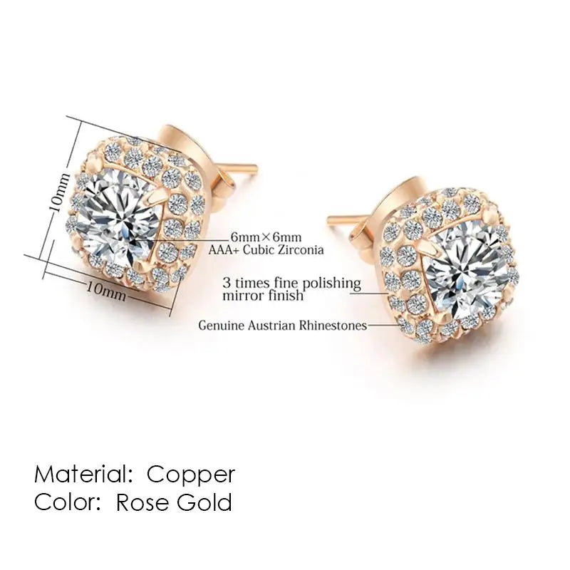 KissICON E042 Bling Crystal Druzy Stud Earring – Multicolor CZ Sparkle