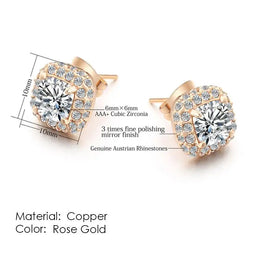 KissICON E042 Bling Crystal Druzy Stud Earring – Multicolor CZ Sparkle