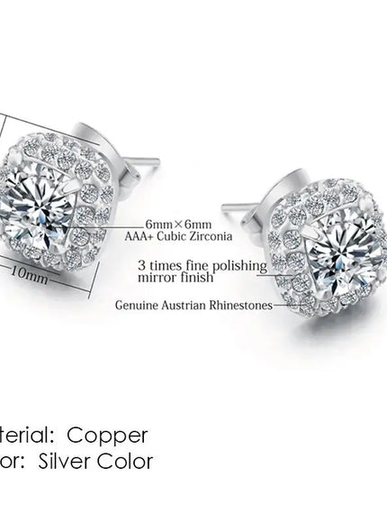 KissICON E043 Bling Crystal Druzy Stud Earring – Multicolor CZ Sparkle