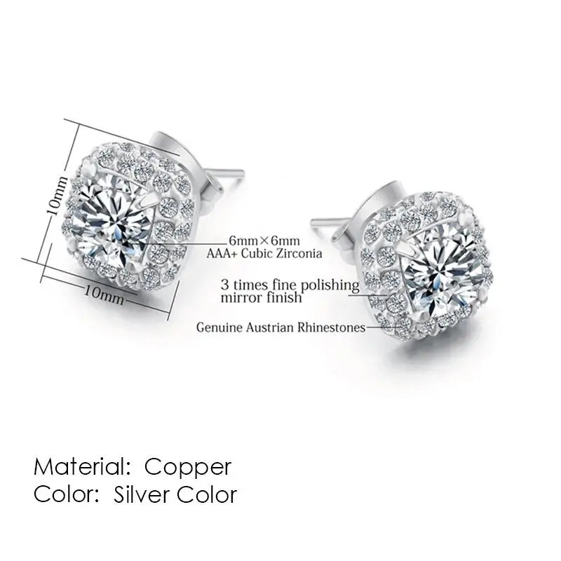 KissICON E043 Bling Crystal Druzy Stud Earring – Multicolor CZ Sparkle