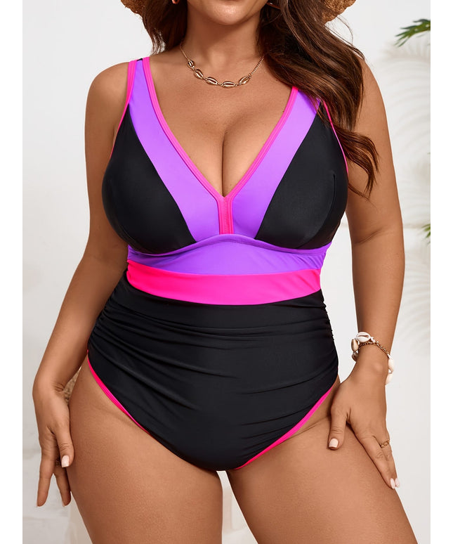 Curve One-piece Color Matching Nylon Bikini –