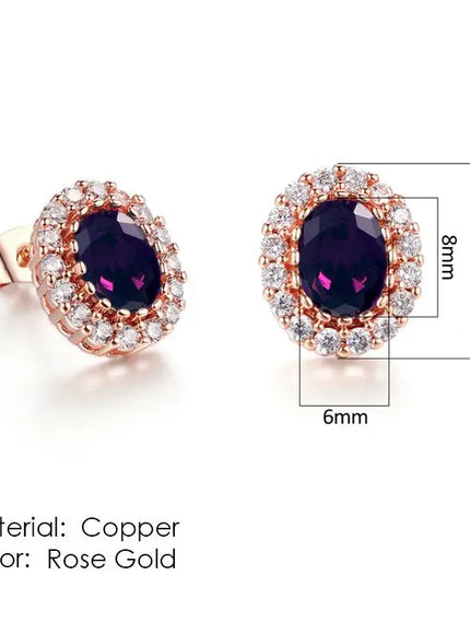 KissICON E106 Bling Crystal Druzy Stud Earring – Multicolor CZ Sparkle