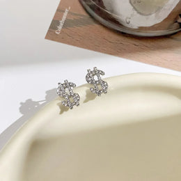 KissICON E2154 Silver Kissicon Dollar Symbol Crystal Stud Earring – Sparkle