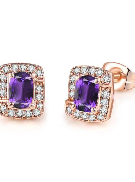 KissICON E288 Bling Birthstone Crystal Stud Earrings – Multicolor Zircon