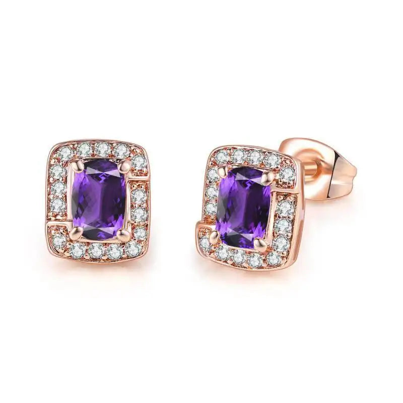 KissICON E288 Bling Birthstone Crystal Stud Earrings – Multicolor Zircon