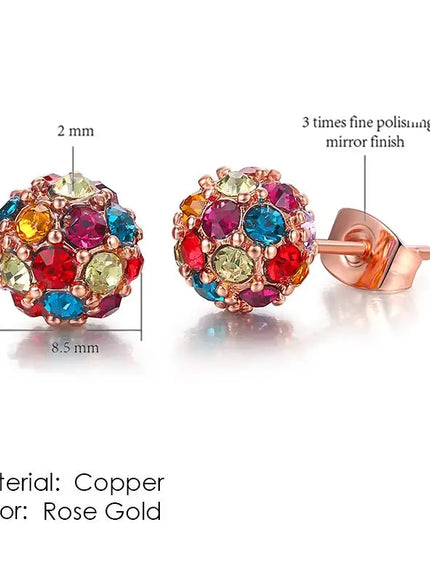 KissICON E380 Bling Crystal Druzy Stud Earring – Multicolor CZ Sparkle