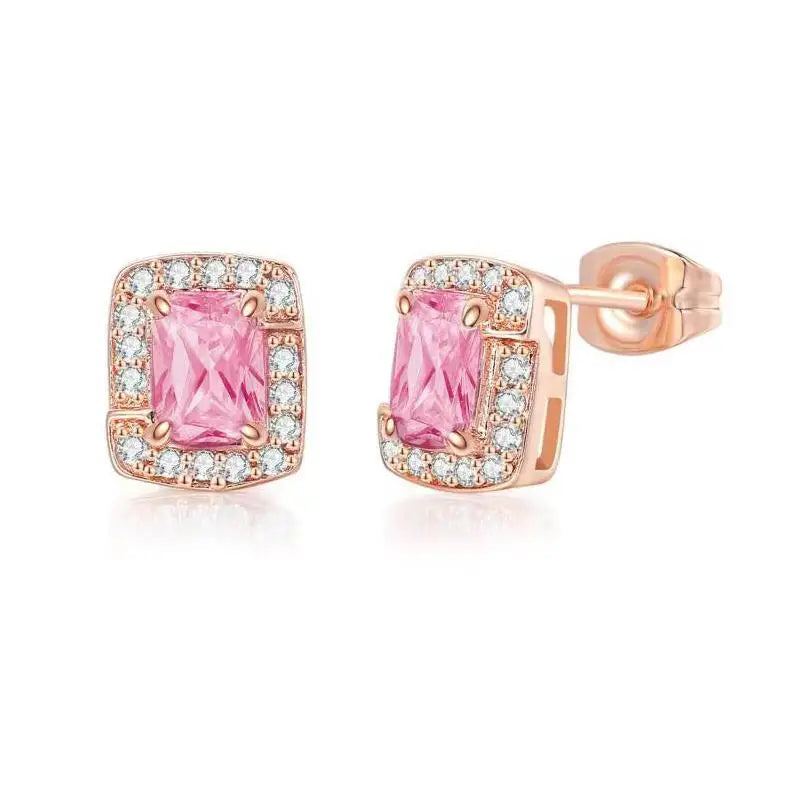 KissICON E477 Bling Birthstone Crystal Stud Earrings – Multicolor Zircon