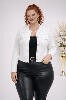 KissICON Knitwear Early Autumn Plus Size Gentle Twisted Short Cardigan Top