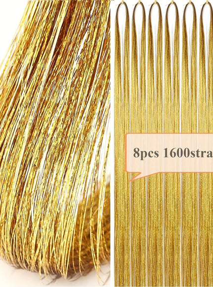KissICON Earth-Yellow 48 Inch Silvery Hair Tinsel Kit