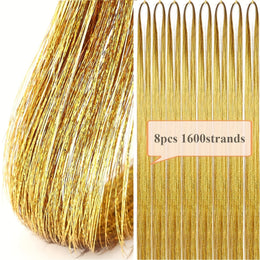 KissICON Earth-Yellow 48 Inch Silvery Hair Tinsel Kit