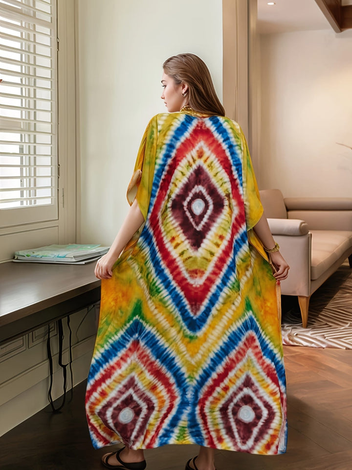 Boho V-Neck Kaftan Dress – Beachy Slit