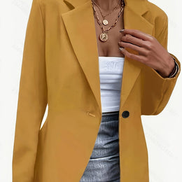 KissICON Earth-Yellow / UK 16 Elegant Curve Doublebreasted Blazer – Chic
