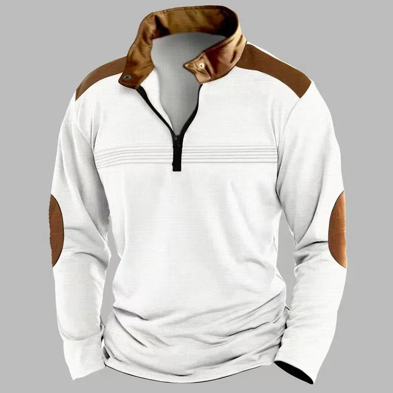KissICON EE-AL0069 / XXL Retro Contrast HalfZip Pullover with Elbow Patches