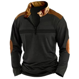 KissICON EE-AL0070 / XXXL Retro Contrast HalfZip Pullover with Elbow Patches