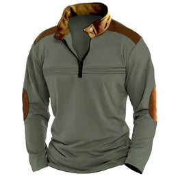 KissICON EE-AL0071 / XXL Retro Contrast HalfZip Pullover with Elbow Patches