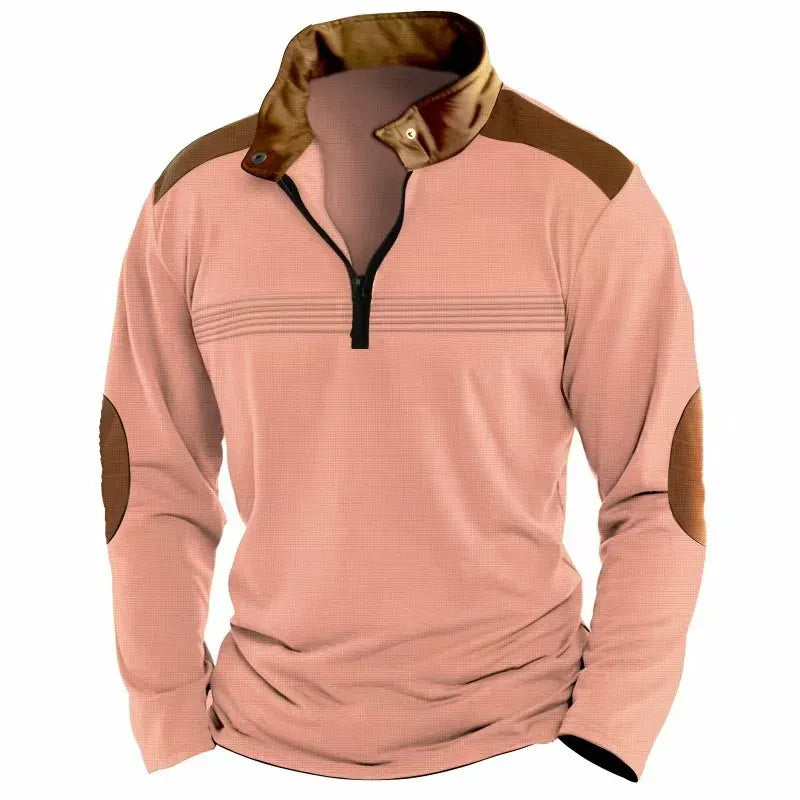 KissICON EE-AL0073 / XXL Retro Contrast HalfZip Pullover with Elbow Patches