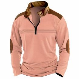 KissICON EE-AL0073 / XXL Retro Contrast HalfZip Pullover with Elbow Patches