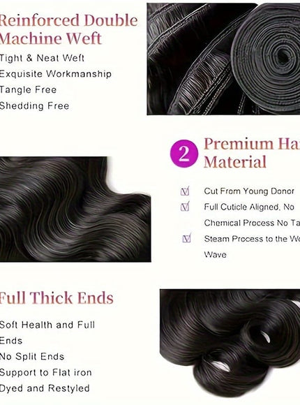 KissIcon Brazilian Body Wave Hair Bundles - Natural