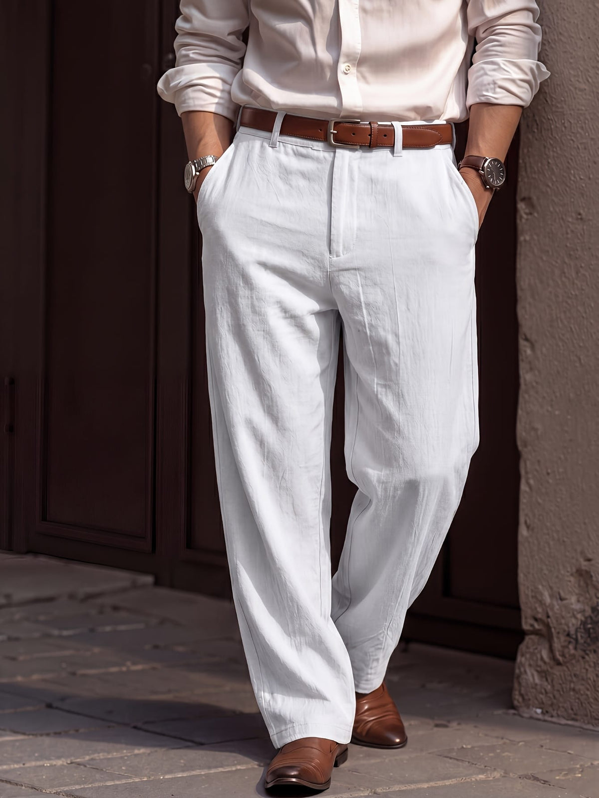 KissICON Effortless Style Mens Linen Casual Commute Trousers