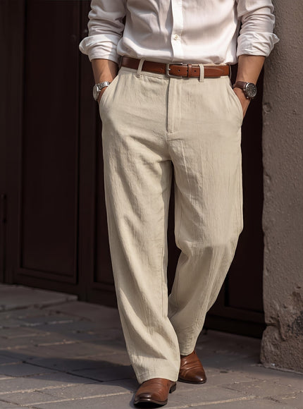 KissICON Effortless Style Mens Linen Casual Commute Trousers