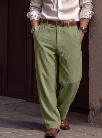 KissICON Effortless Style Mens Linen Casual Commute Trousers