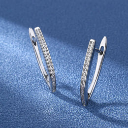 KissICON EHH043-S 925 Sterling Silver Earrings Jewelry High Quality Retro Simple Pattern Purple White Zircon Earrings Hot Sale
