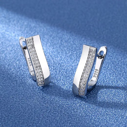 KissICON EHH047-S 925 Sterling Silver Earrings Jewelry High Quality Retro Simple Pattern Purple White Zircon Earrings Hot Sale