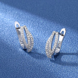 KissICON EHH049-S 925 Sterling Silver Earrings Jewelry High Quality Retro Simple Pattern Purple White Zircon Earrings Hot Sale