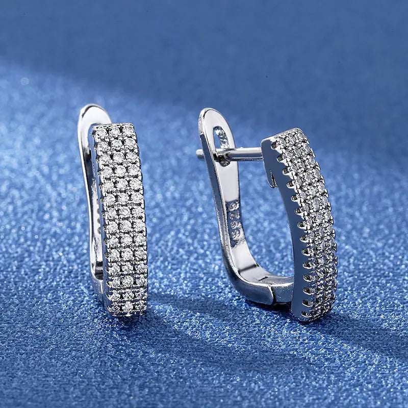 KissICON EHH052-S 925 Sterling Silver Earrings Jewelry High Quality Retro Simple Pattern Purple White Zircon Earrings Hot Sale