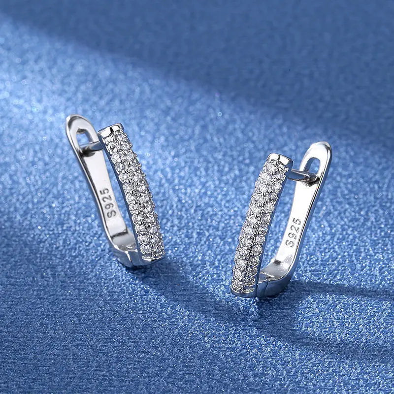 KissICON EHH053-S 925 Sterling Silver Earrings Jewelry High Quality Retro Simple Pattern Purple White Zircon Earrings Hot Sale