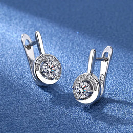 KissICON EHH054-S 925 Sterling Silver Earrings Jewelry High Quality Retro Simple Pattern Purple White Zircon Earrings Hot Sale