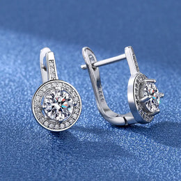 KissICON EHH056-S 925 Sterling Silver Earrings Jewelry High Quality Retro Simple Pattern Purple White Zircon Earrings Hot Sale