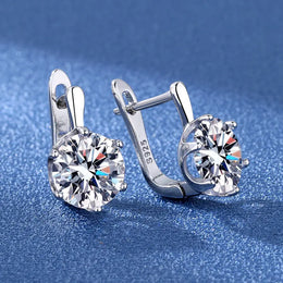 KissICON EHH057-S 925 Sterling Silver Earrings Jewelry High Quality Retro Simple Pattern Purple White Zircon Earrings Hot Sale