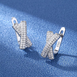 KissICON EHH058-S 925 Sterling Silver Earrings Jewelry High Quality Retro Simple Pattern Purple White Zircon Earrings Hot Sale