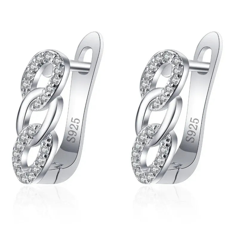 KissICON EHH059 925 Sterling Silver Earrings Jewelry High Quality Retro Simple Pattern Purple White Zircon Earrings Hot Sale