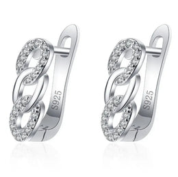 KissICON EHH059 925 Sterling Silver Earrings Jewelry High Quality Retro Simple Pattern Purple White Zircon Earrings Hot Sale