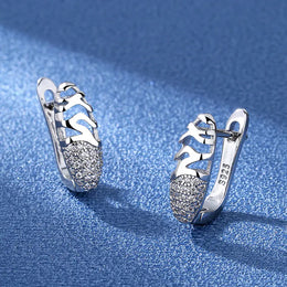 KissICON EHH060-S 925 Sterling Silver Earrings Jewelry High Quality Retro Simple Pattern Purple White Zircon Earrings Hot Sale