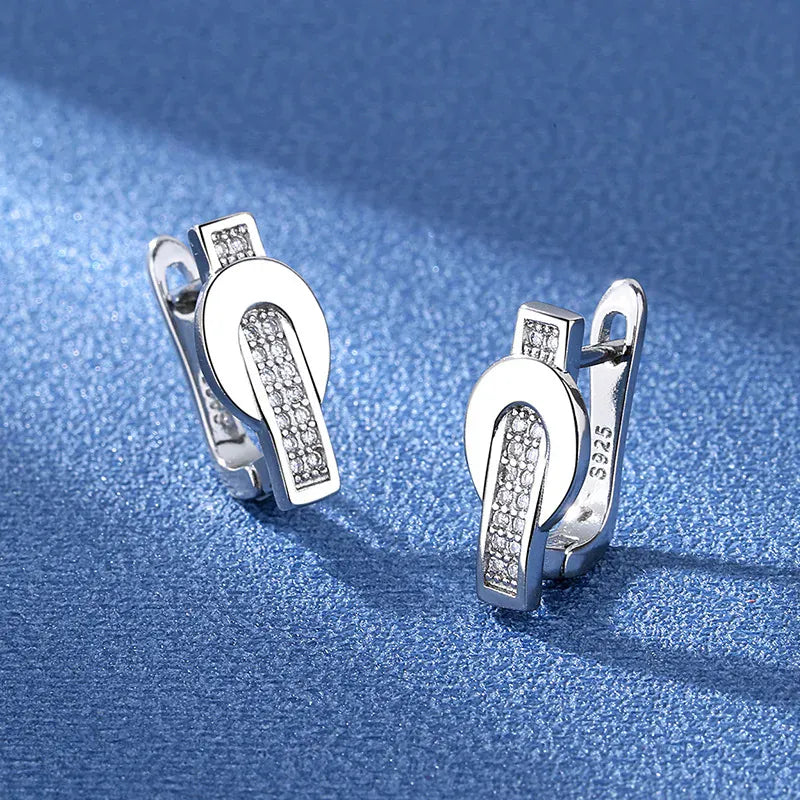KissICON EHH061-S 925 Sterling Silver Earrings Jewelry High Quality Retro Simple Pattern Purple White Zircon Earrings Hot Sale
