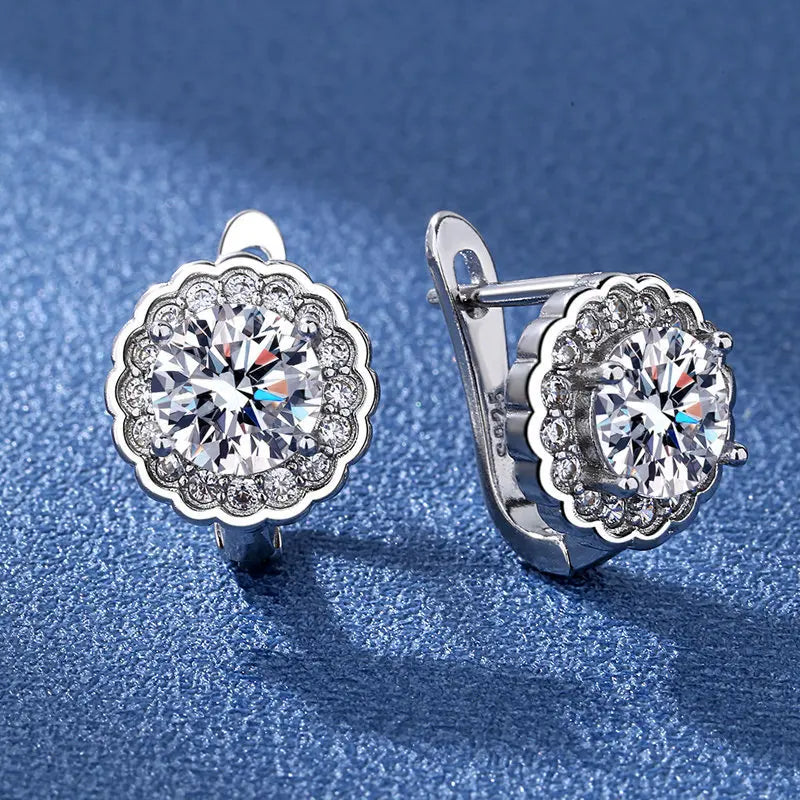 KissICON EHH062-S 925 Sterling Silver Earrings Jewelry High Quality Retro Simple Pattern Purple White Zircon Earrings Hot Sale