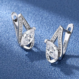 KissICON EHH063-S 925 Sterling Silver Earrings Jewelry High Quality Retro Simple Pattern Purple White Zircon Earrings Hot Sale