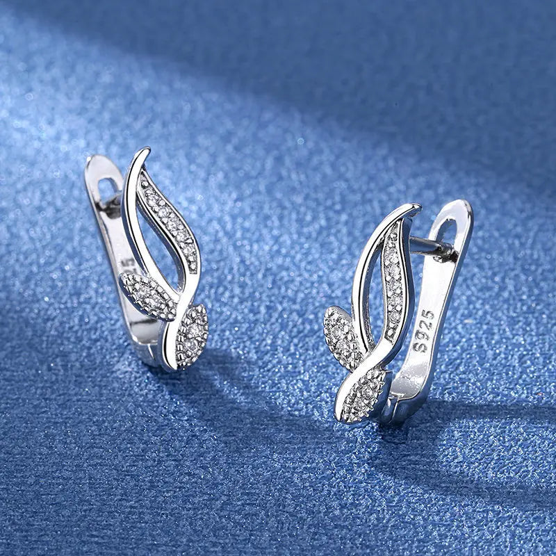 KissICON EHH066-S 925 Sterling Silver Earrings Jewelry High Quality Retro Simple Pattern Purple White Zircon Earrings Hot Sale