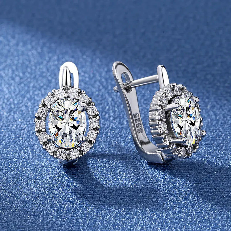 KissICON EHH068-S 925 Sterling Silver Earrings Jewelry High Quality Retro Simple Pattern Purple White Zircon Earrings Hot Sale