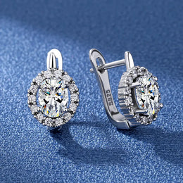 KissICON EHH068-S 925 Sterling Silver Earrings Jewelry High Quality Retro Simple Pattern Purple White Zircon Earrings Hot Sale