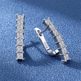 KissICON EHH070-S 925 Sterling Silver Earrings Jewelry High Quality Retro Simple Pattern Purple White Zircon Earrings Hot Sale