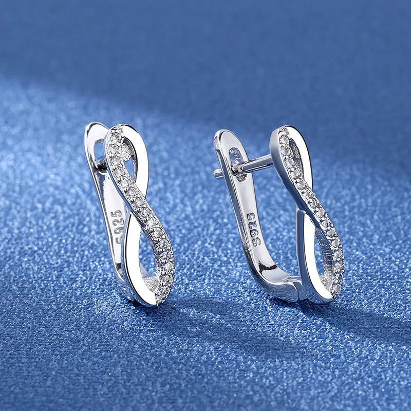 KissICON EHH071-S 925 Sterling Silver Earrings Jewelry High Quality Retro Simple Pattern Purple White Zircon Earrings Hot Sale